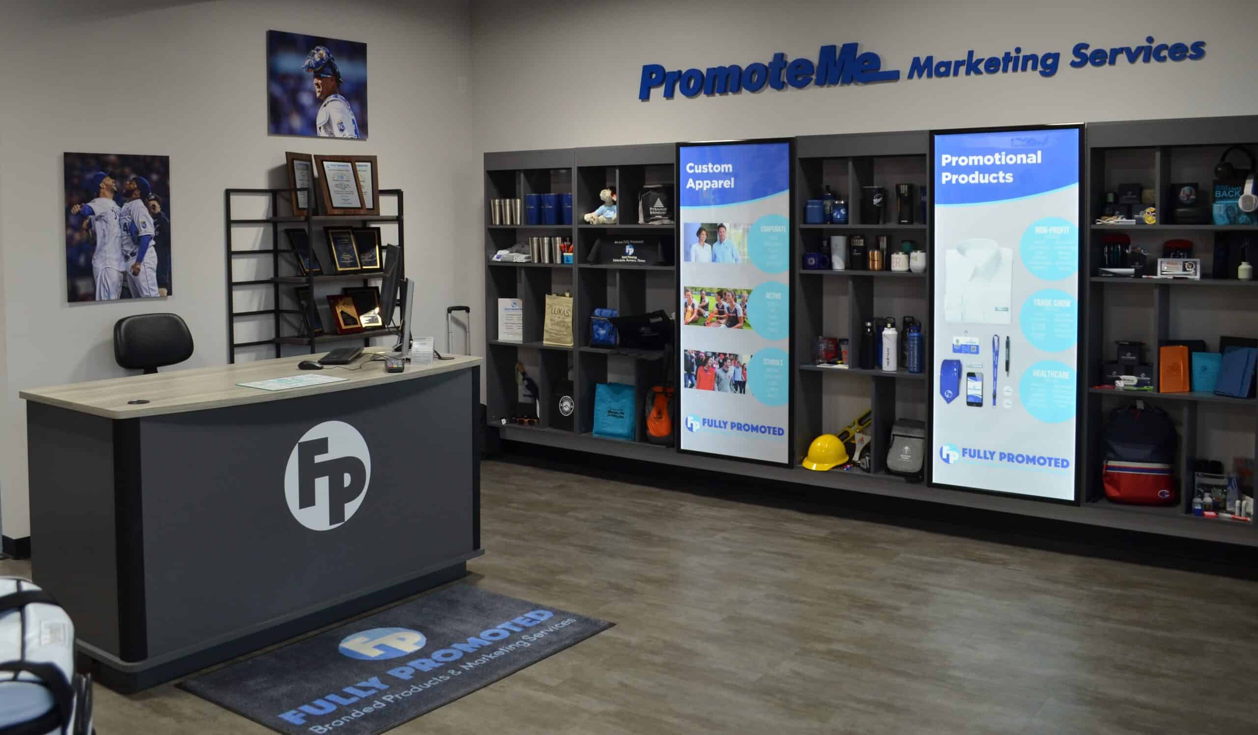 a store with a counter and shelves promotional product franchise