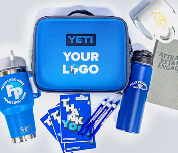 promotional products. lunch box, water bottle, pens